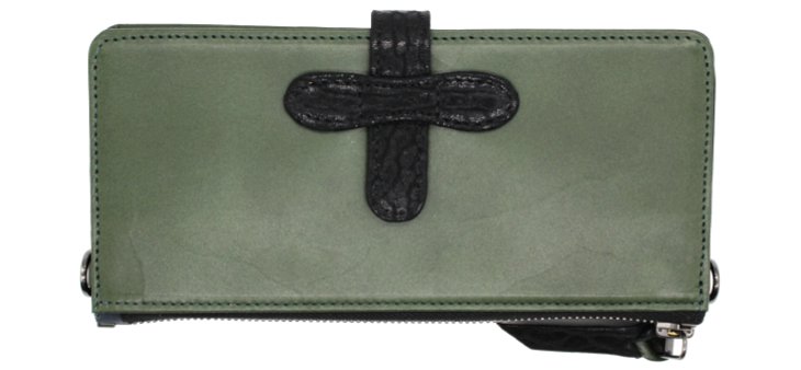 ハープクロス・ブラック長財布（黒い十字架）正面